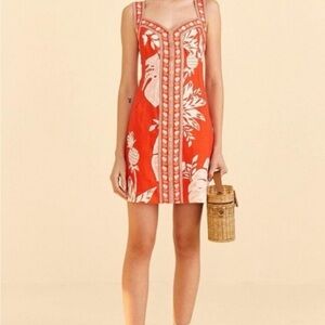 FARM Rio Monsteras Red Mini Dress